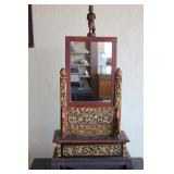 Indonesian Maduran Tabletop Vanity Mirror w/Chest