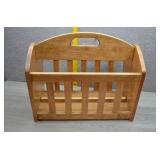 Vtg Solid Wood Slatted Magazine Rack Holder