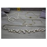 Collection of Layered Gold Chains & Classic Pearls