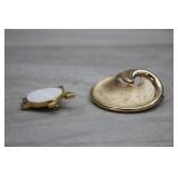Vtg Trifari GoldTone Brooches-Turtle w/Pearl Shell