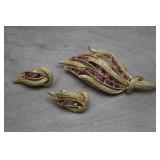 Gold-Tone Crown Trifari Brooch & Clip-on Earrings