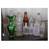 Lot of Antique Glass Bottles-Clear & Amber Med.