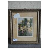 Framed Classical Garden Path & Estate Art Print