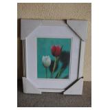 Framed Red & White Tulip Flower Art Print
