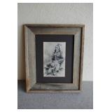 Framed Native American Sepia Photo Barnwood Art