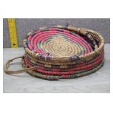 Vtg Multi-Colored Handwoven Basket-Coiled Design