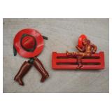 2 Vtg Plastic Western Brooches
