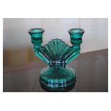 Jeannette Glass Ultramarine Dbl Candlestick Holder
