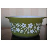 Vtg Pyrex Casserole Dish 'Crazy Daisy' Pattern
