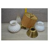 Vtg Lamp Components-Hobnail Glass Base, Lamp Shade