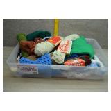 Assortment of Mixed Yarn Skeins & Crocheted Items
