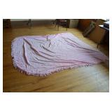 Vtg Pink Chenille Bedspread w/Decorative Fringe