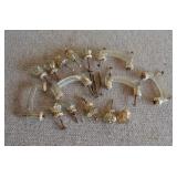 Vtg Glass Hardware Pieces-Handle Pulls,Small Knobs