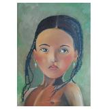 Vtg Native American Style Oil Portrait Painting