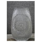 Hand-Cut Crystal Vase w/Sawtooth Rim