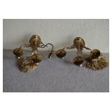 Two Vtg Colonial Wall Mount Scones-Gold Tassels
