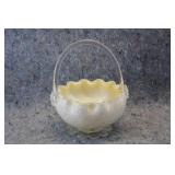 Vtg Murano Glass Basket w/Applied Handle