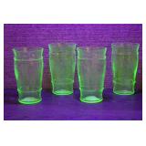 4 Vtg Uranium Glass Cameo Ballerina Tumblers