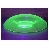 Vtg Uranium Glass Rolled Rim Console Bowl