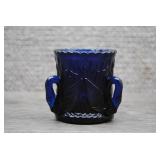 Vtg Cobalt Glass Toothpick Holder W/Swan Handles