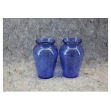 Cobalt Glass Vases w/Urn Shape & Flared Rim