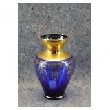 Vtg Vecchia Murano Empoli Cobalt Blue Glass Gold