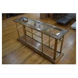 Vintage MCM Brass and Glass Console Table