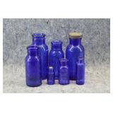 Vtg Cobalt Blue Glass Bottles-Holding BromoSeltzer