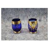 Vtg Bohemian Cobalt Glass Cordial Glasses