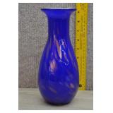MCM Murano Cased Cobalt Gold Art Glass Vase