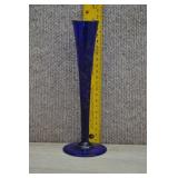 Cobalt Glass Bud Vase W/gold Detailing