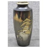Vtg Japanese Mixed Metal Mt Fuji Bud Vase