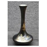 Vtg Japanese Mixed Metal Mt Fuji Bud Vase