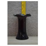 Vintage Black Amethyst Glass Bud Vase