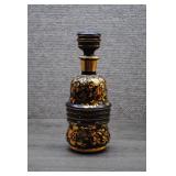 Vtg Bohemian Amethyst Glass Gold Floral Decanter