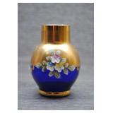 Vtg Bohemian Cobalt Glass Miniature Vase