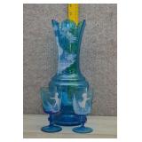 Mary Gregory Style Vase and Tumblers