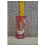 Mary Gregory Style Bohemian Cranberry Glass Vase