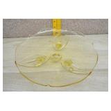 Topaz Glass Lancaster Petal, 3 Footed Cake Plate