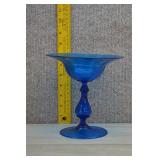 Antique Blue Glass Baluster Stem Compote