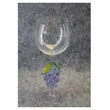 Handmade 3D Purple Grape Cluster Wine Glass