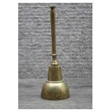 Vtg Engraved Brass Long Handle Dinner Bell