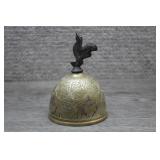 Vtg Brass Rooster Champleve Enamel Desk Bell