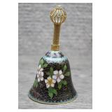 Vtg Chinese Cloisonne Enamel Floral Hand Bell