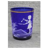 Antique Mary Gregory Cobalt Blue Glass Tumbler Cup