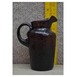 Hand-Blown Amethyst Glass Pitcher Swirled Pattern