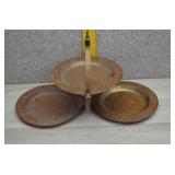 Vtg Brass Folding Tray; Three Tiers w/Engravings