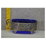 Ant. WMF Jardiniere w/Ornate Base w/Cobalt Insert.