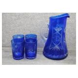 5-Piece Bohemian Czech Cobalt Blue Glassware Set