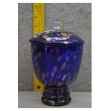 Cobalt Blue w/Gold/Copper Flecks Jar w/Lid,